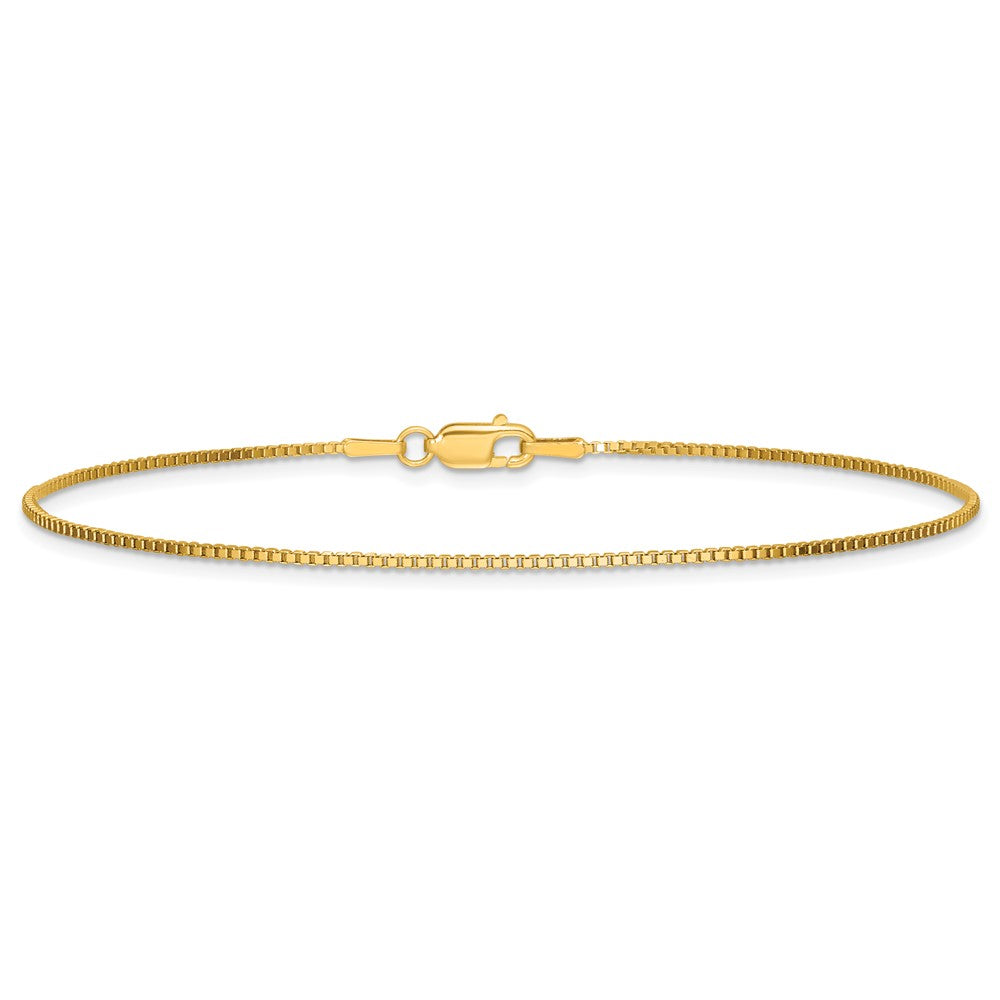 14K 9 inch 1.05mm Box with Lobster Clasp Anklet