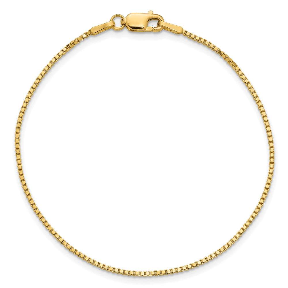 14K 9 inch 1.1mm Box with Lobster Clasp Anklet