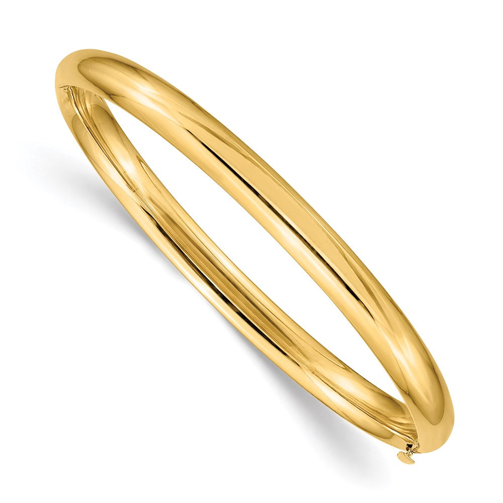 Polished;14k Yellow gold;Hollow;Hinged;Safety bar