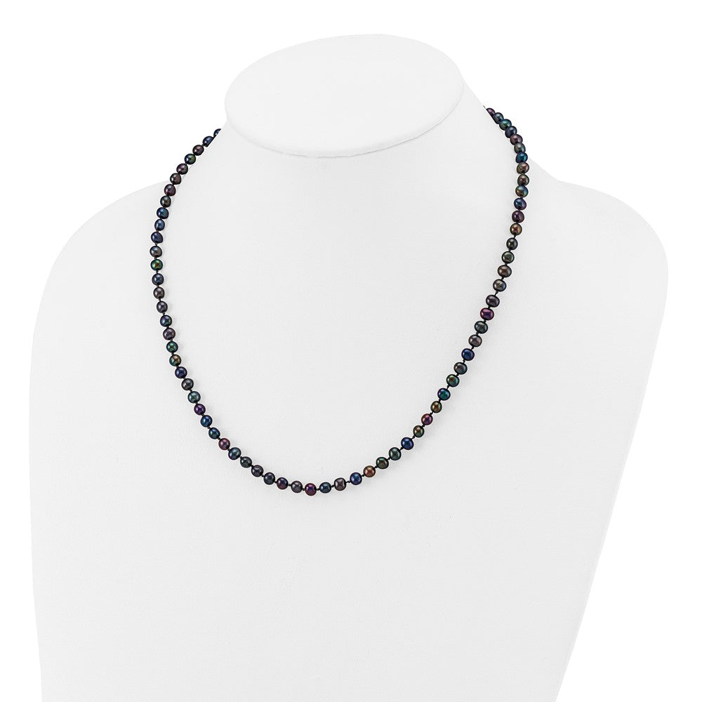 14k 4-5mm Black Near-Round Freshwater Cultured Pearl 18 inch Necklace
