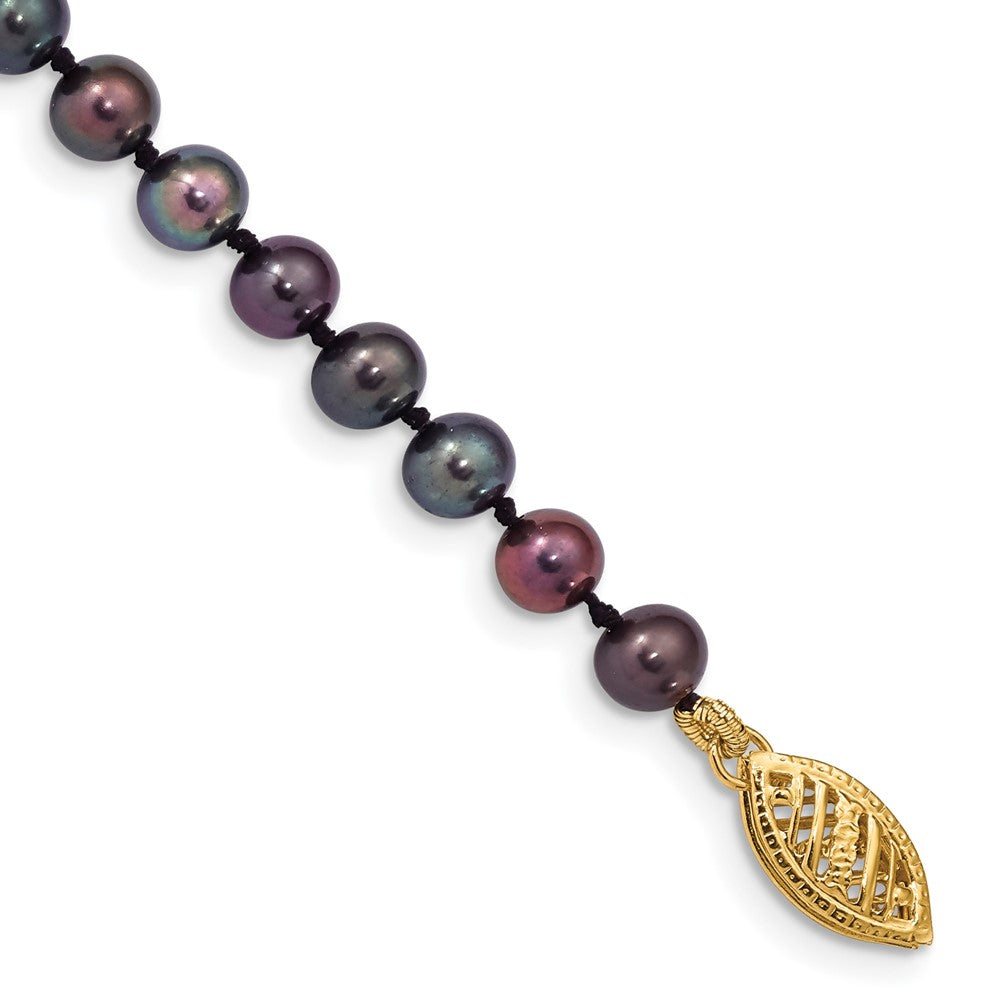 14k Yellow gold;Dyed;Freshwater cultured pearl;Pearl clasp