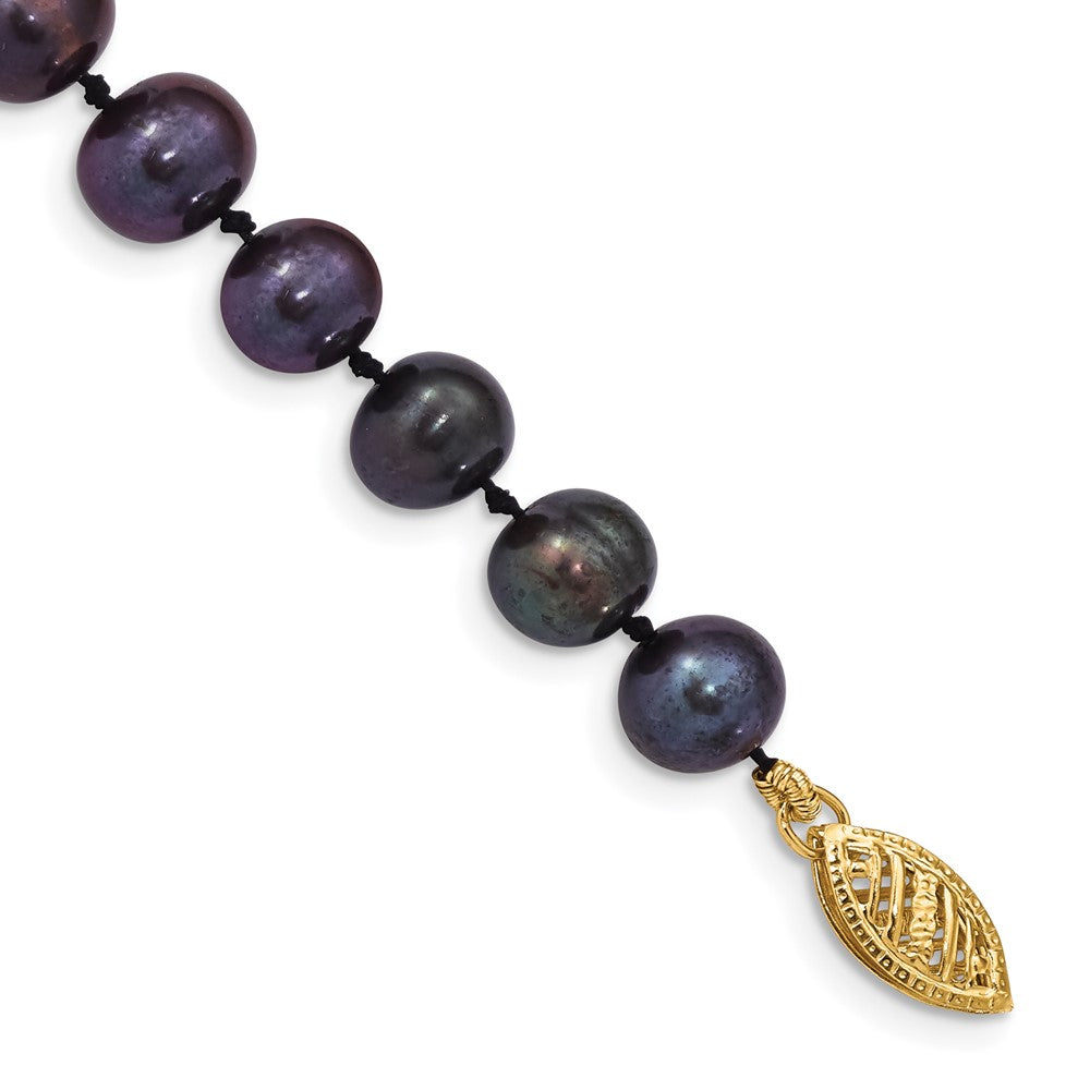 14k Yellow gold;Dyed;Freshwater cultured pearl;Pearl clasp