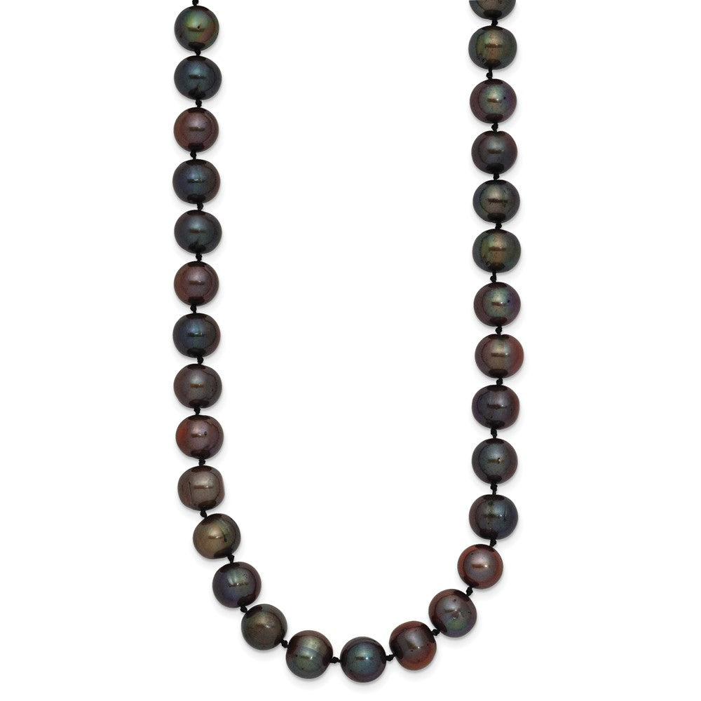 14k 8-9mm Black Near-Round Freshwater Cultured Pearl 28 inch Necklace