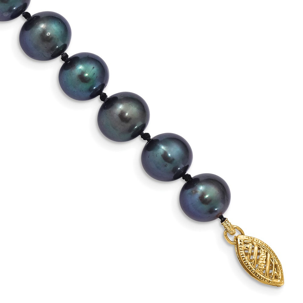 14k Yellow gold;Dyed;Freshwater cultured pearl;Pearl clasp