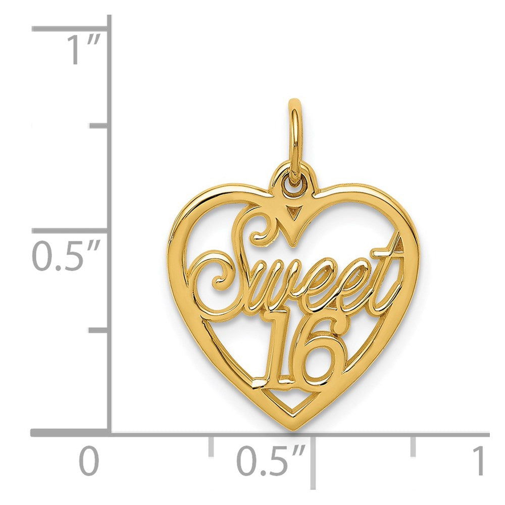 14k SWEET 16 in Heart Charm