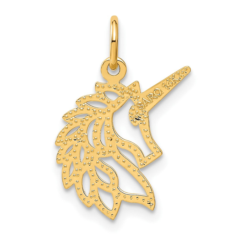 14k Diamond-cut Unicorn Head Pendant