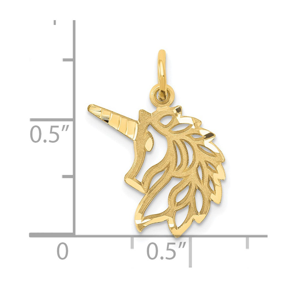 14k Diamond-cut Unicorn Head Pendant