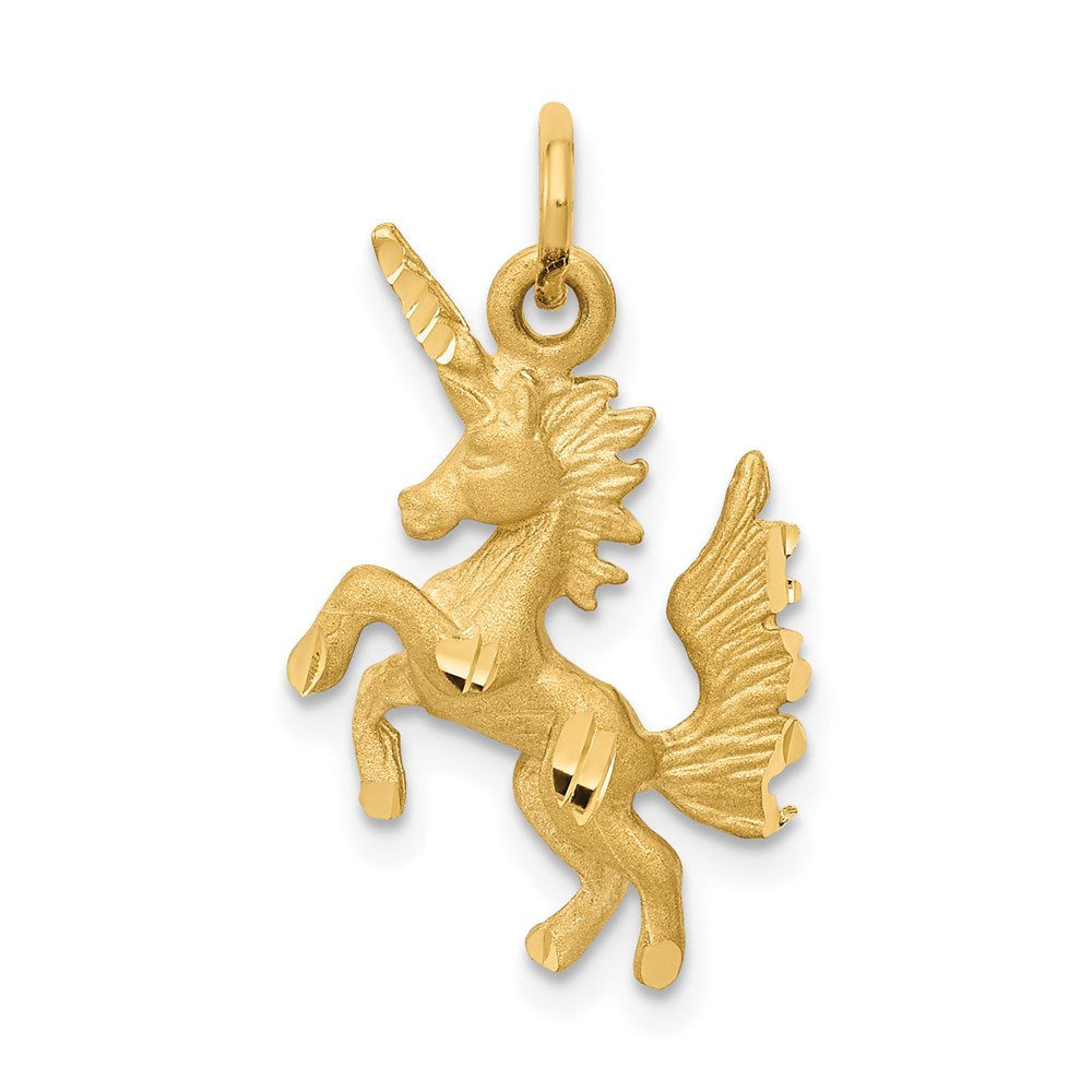 Solid;Casted;Diamond-cut;Satin;3-D;14k Yellow gold