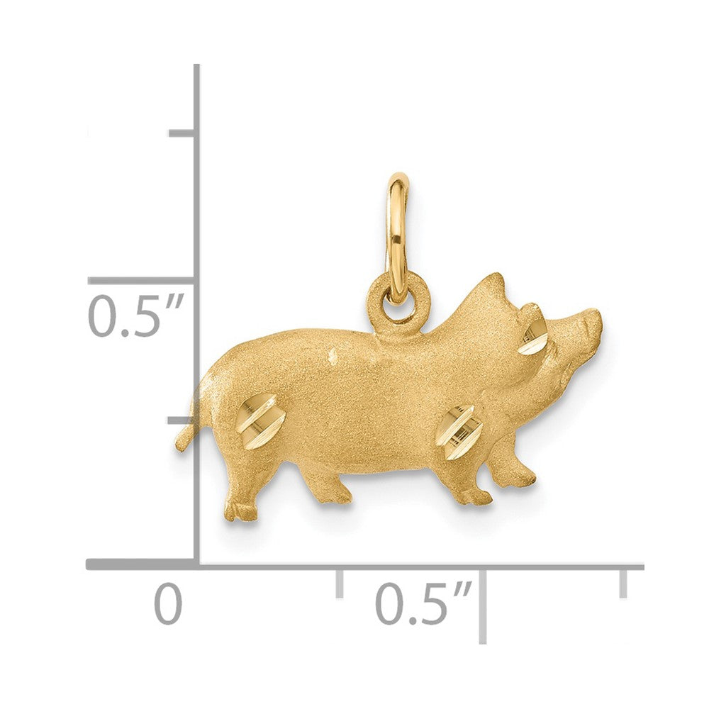 14k Satin Diamond-cut Pig Charm