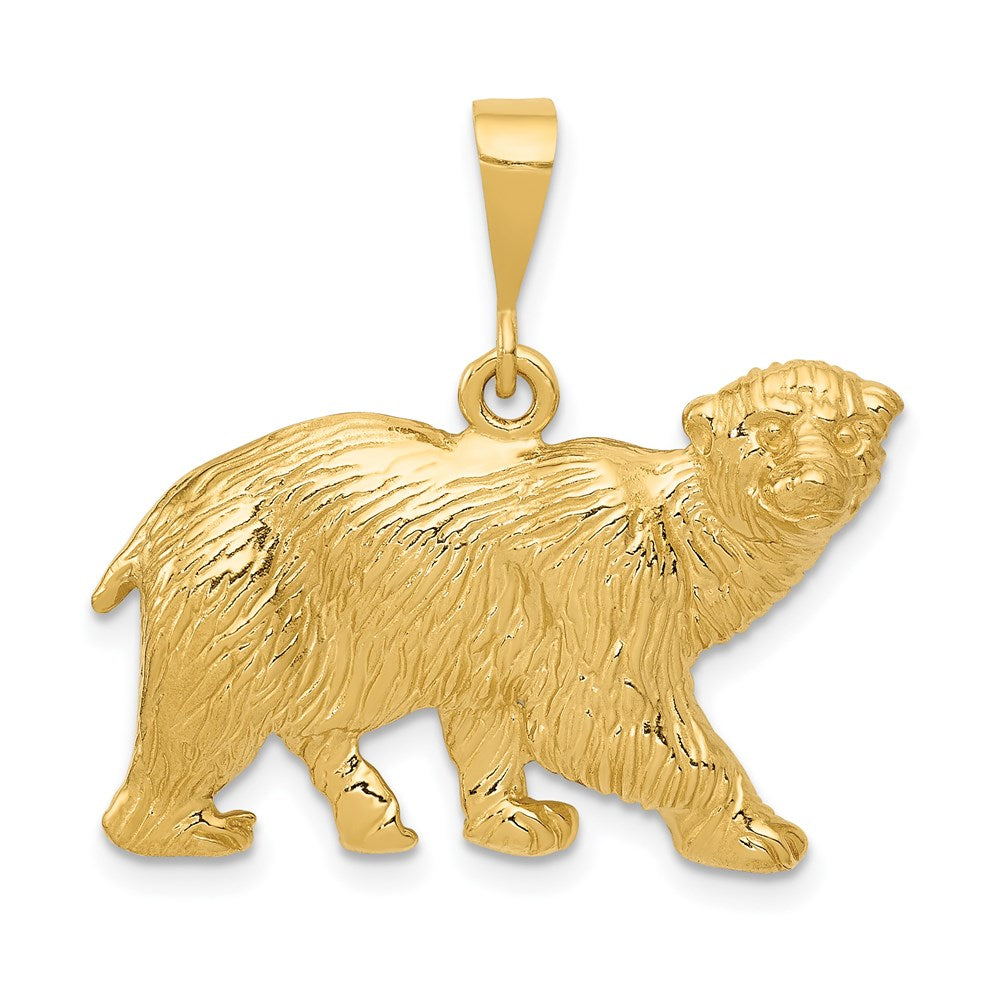 Solid;Casted;Polished;14k Yellow gold;Open back;Textured;Textured back