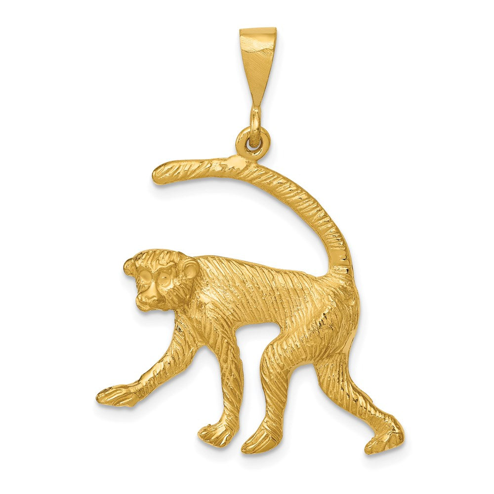 Solid;Casted;Polished;14k Yellow gold;Open back;Textured;Textured back
