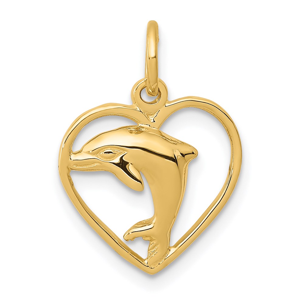 Solid;Casted;Polished;14k Yellow gold;Open back;Heart