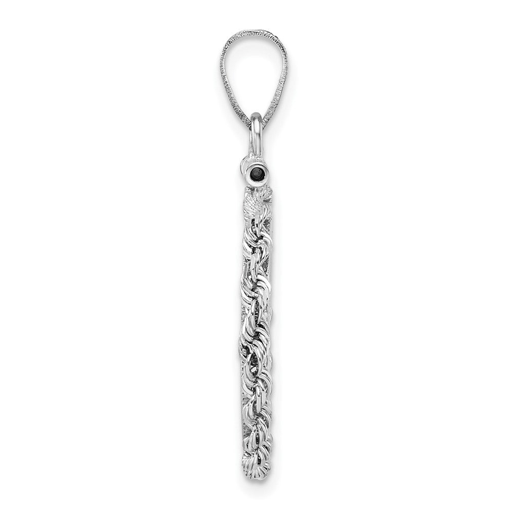 Wideband Distinguished Coin Jewelry 14k White Gold Polished Rope 16.5mm x 1.35mm Screw Top Coin Bezel Pendant
