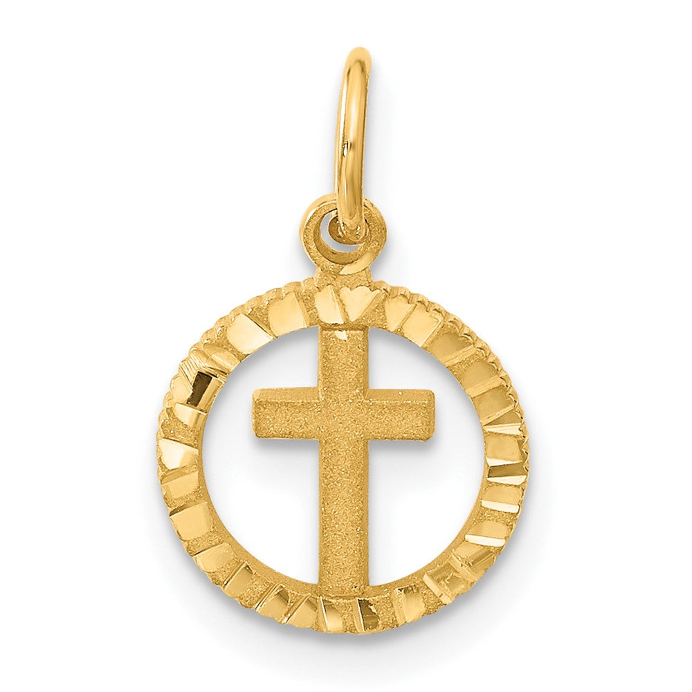 Solid;Casted;Diamond-cut;Satin;14k Yellow gold;Textured back