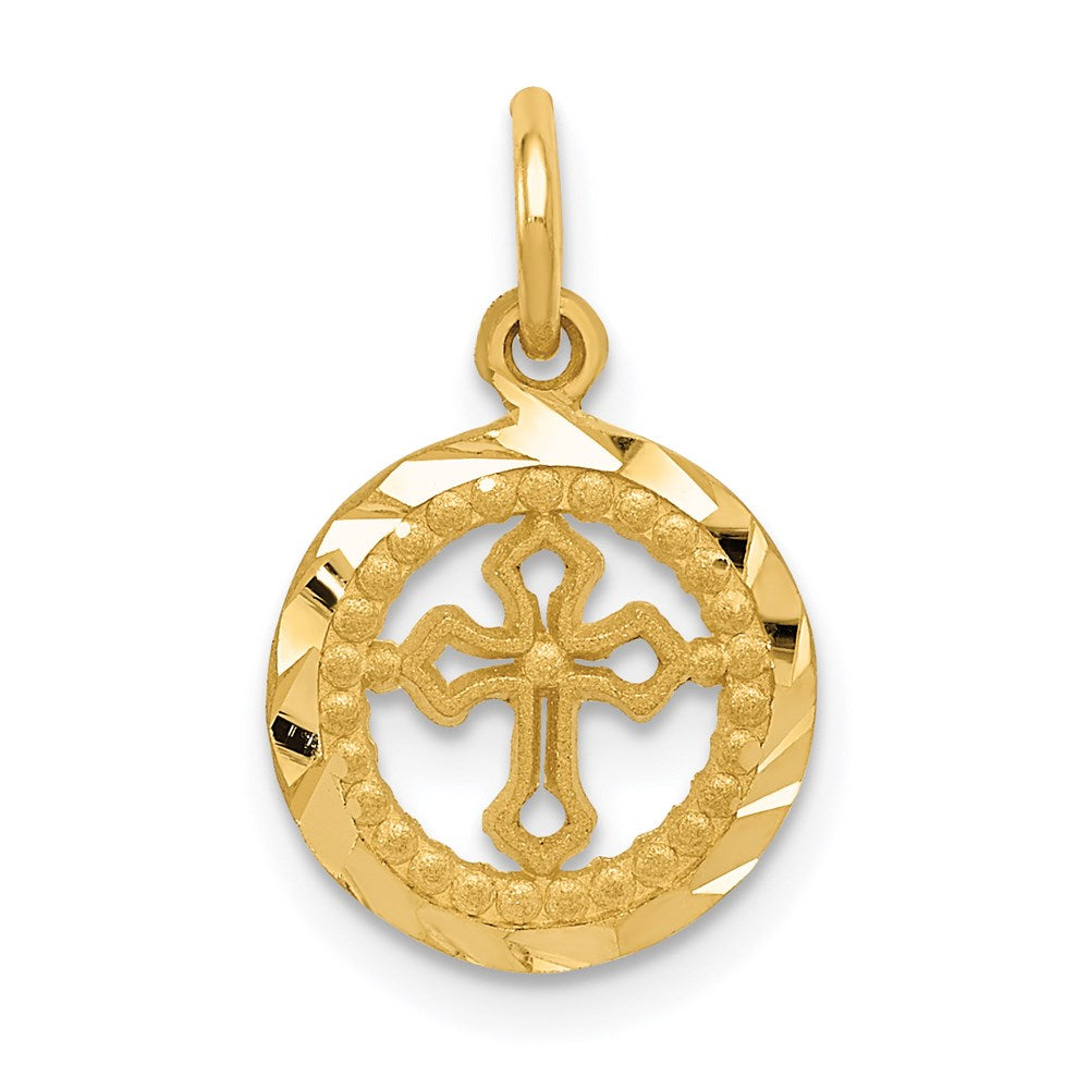 Solid;Casted;Diamond-cut;Polished;14k Yellow gold;Textured back