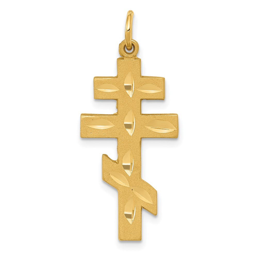 Solid;Casted;Diamond-cut;Satin;14k Yellow gold;Flat back;Not engraveable