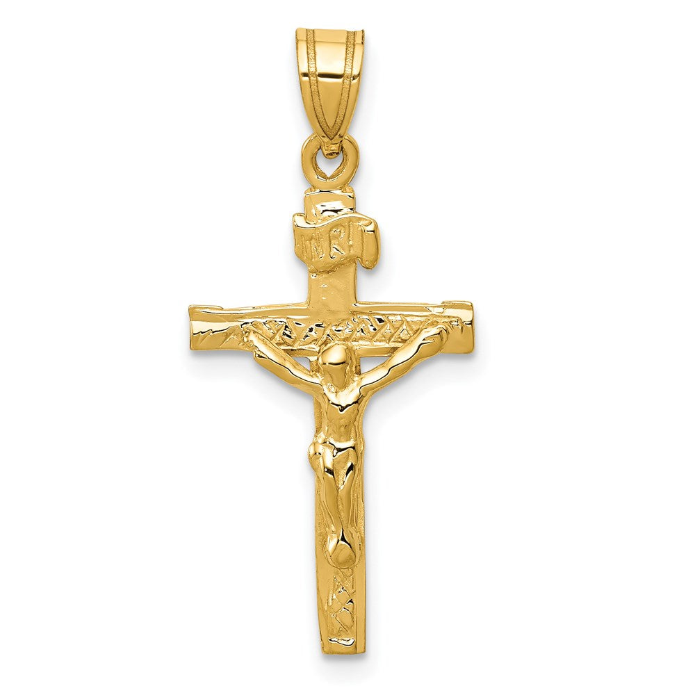 Solid;Polished;14k Yellow gold;Textured back