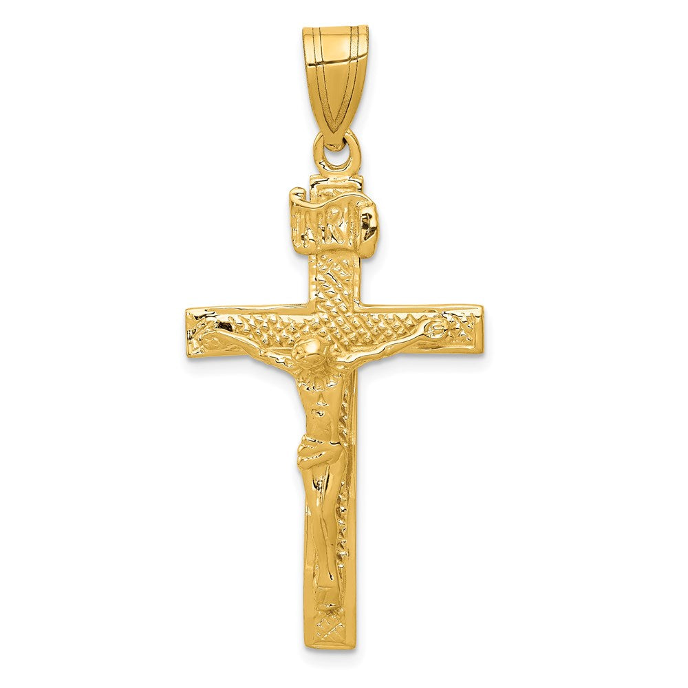 Solid;Casted;Polished;14k Yellow gold;Textured back
