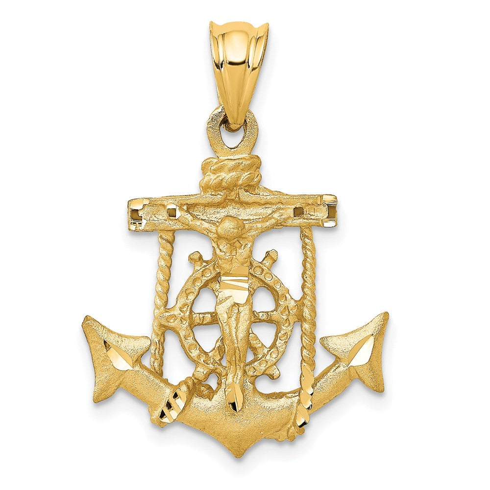 Solid;Casted;Diamond-cut;Satin;14k Yellow gold