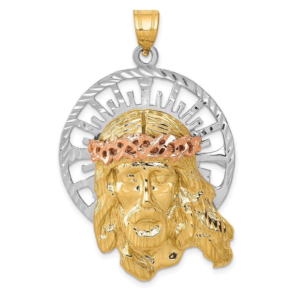 Solid;Casted;Diamond-cut;14K Tri-color;Open back;Polished & satin