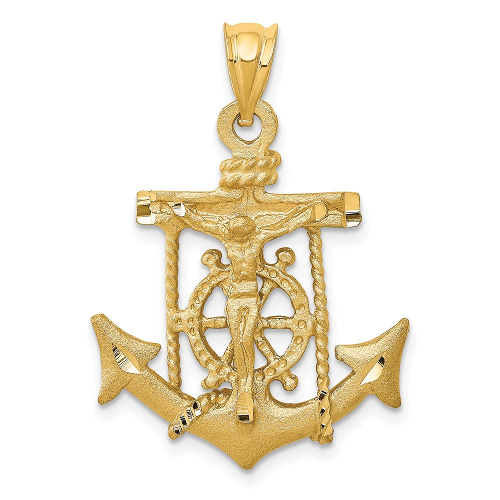 Solid;Casted;Diamond-cut;Satin;14k Yellow gold