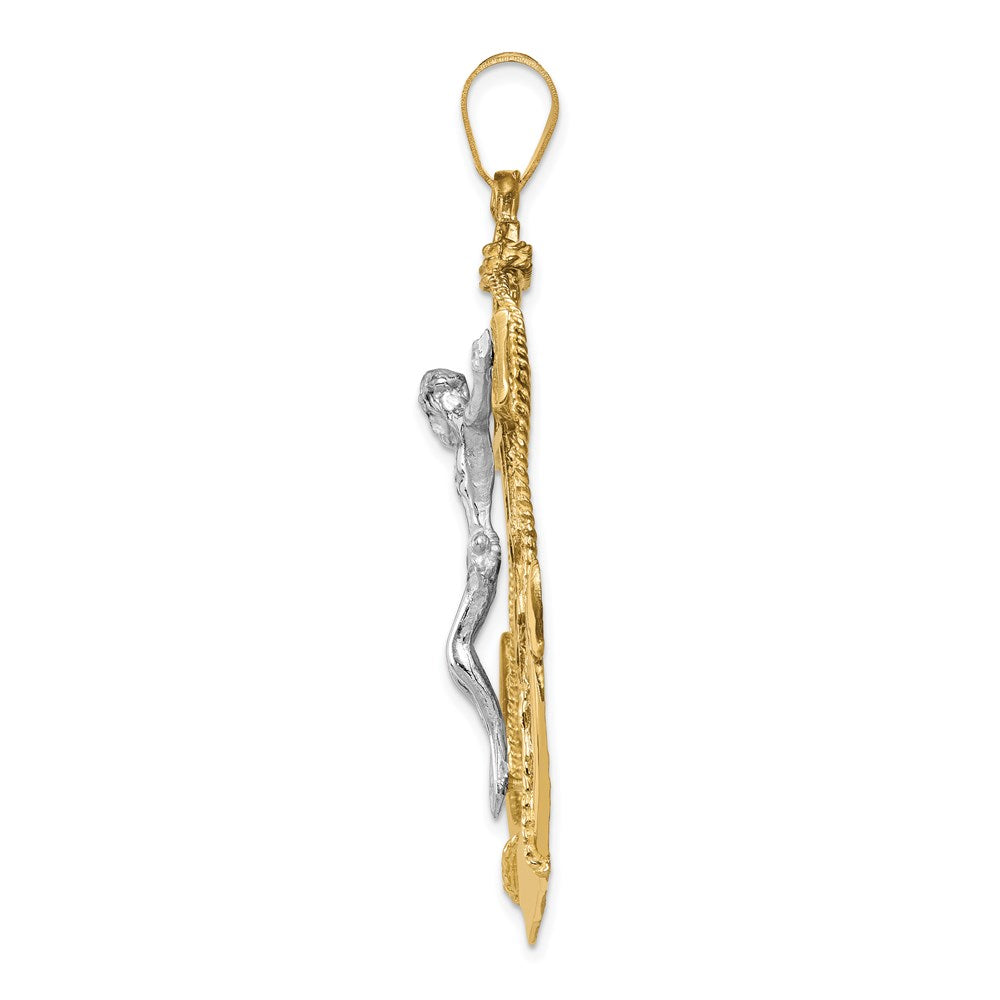 14k Two-tone Large Mariners Crucifix Pendant