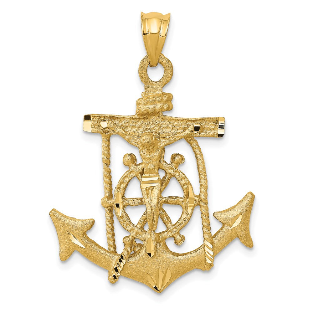 Solid;Casted;Diamond-cut;Satin;14k Yellow gold