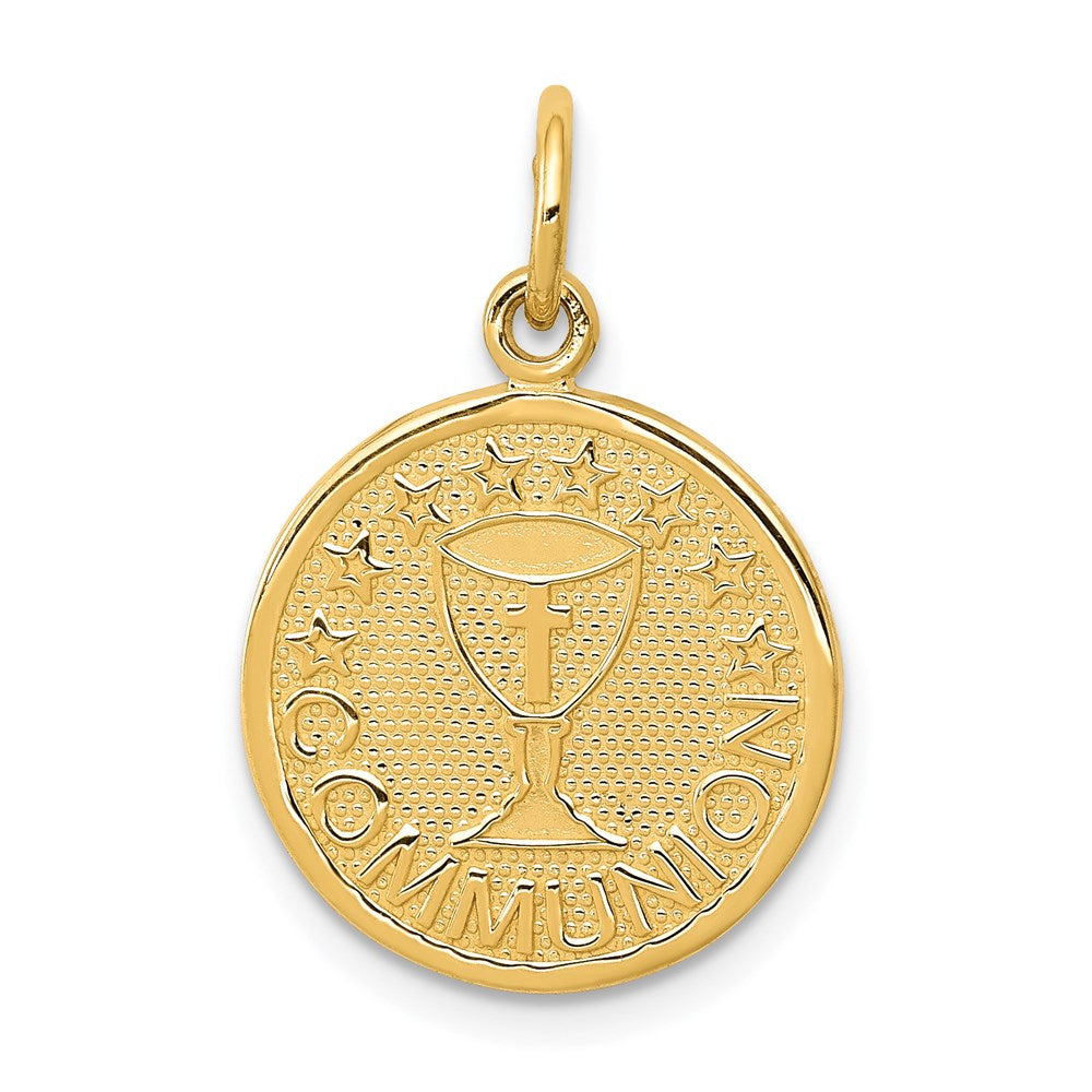 Solid;Die struck;14k Yellow gold;Not engraveable;Textured back;Polished & satin