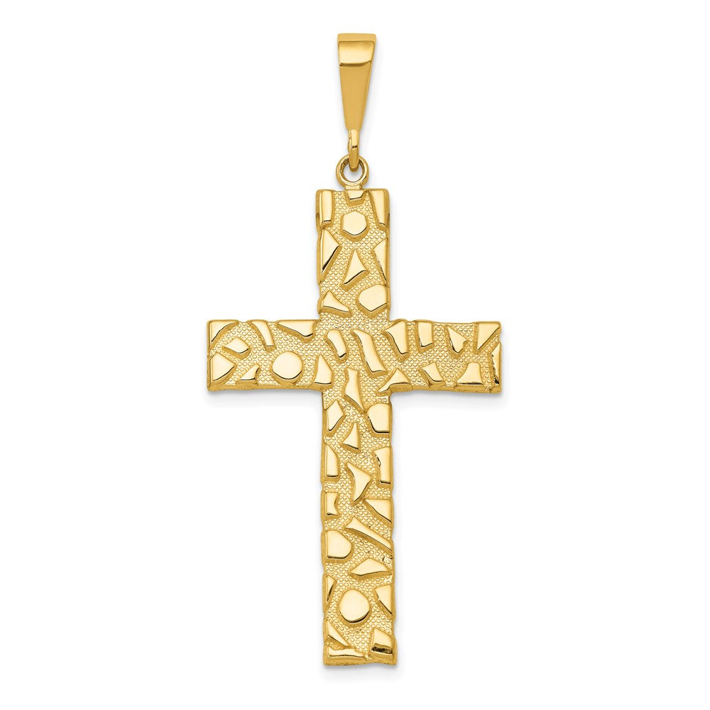 Solid;Casted;Polished;Satin;14k Yellow gold;Textured;Textured back