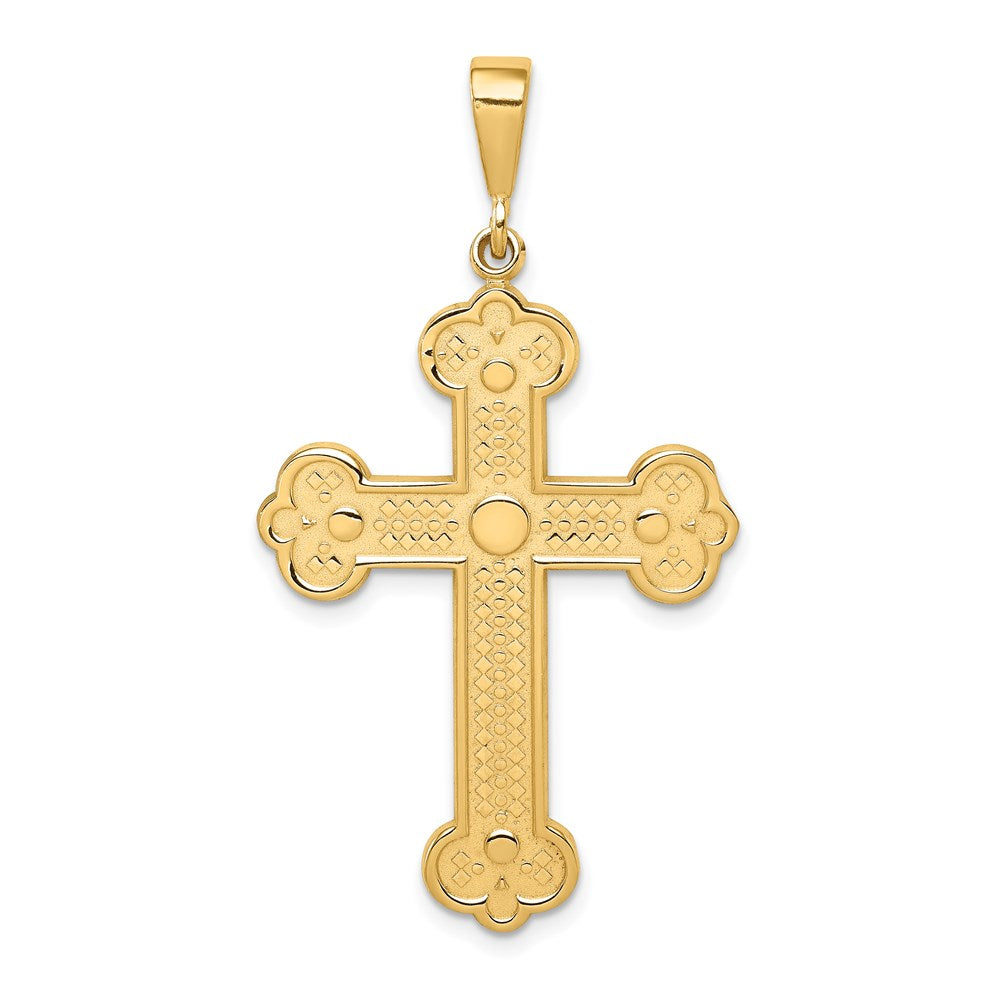 Solid;Casted;Polished;14k Yellow gold;Flat back;Not engraveable;Textured back