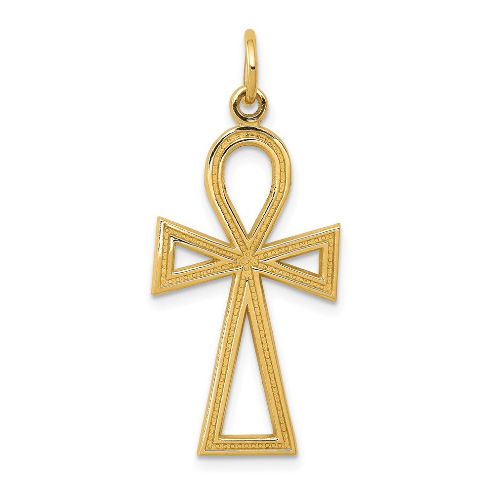 Solid;Casted;Polished;14k Yellow gold;Textured;Textured back