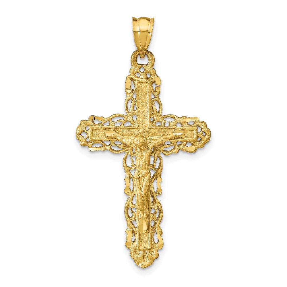 Solid;Casted;Diamond-cut;Satin;14k Yellow gold