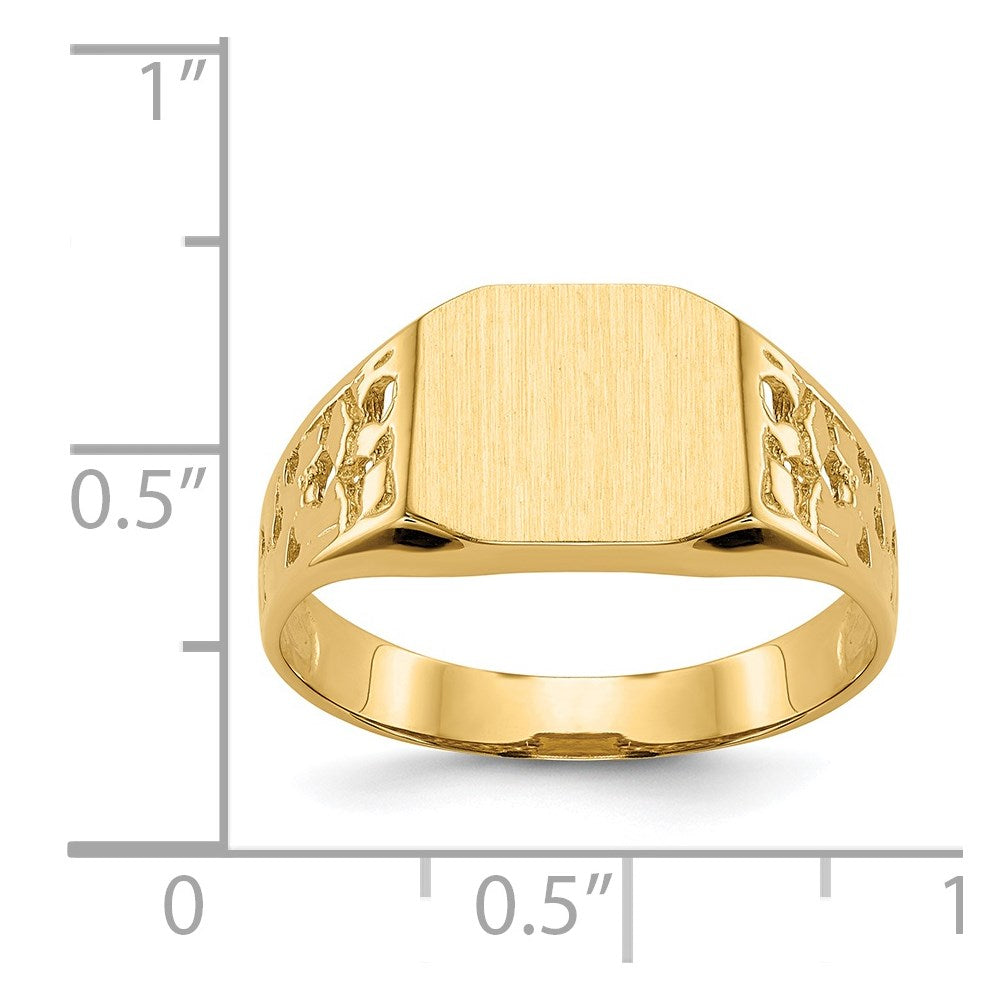 14k 10.5x9.0mm Open Back Mens Signet Ring