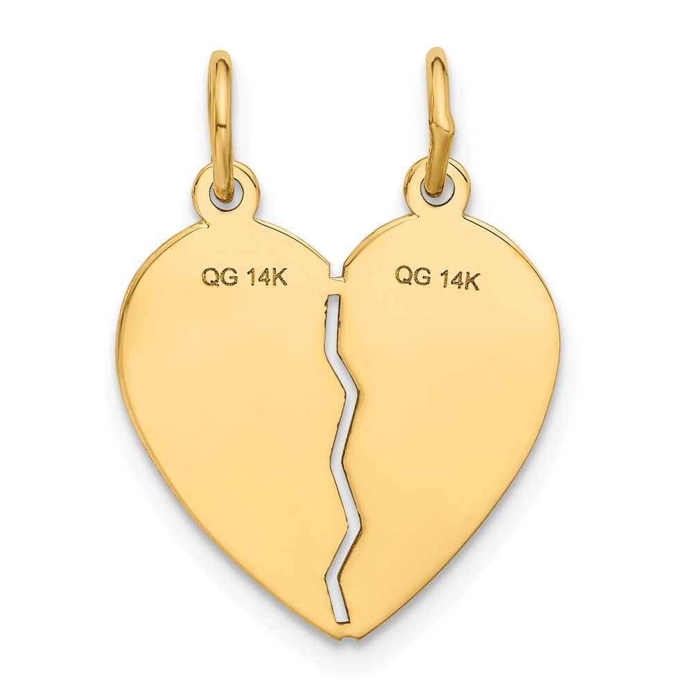 14k BEST SISTER 2-Piece Break-apart Heart Charm