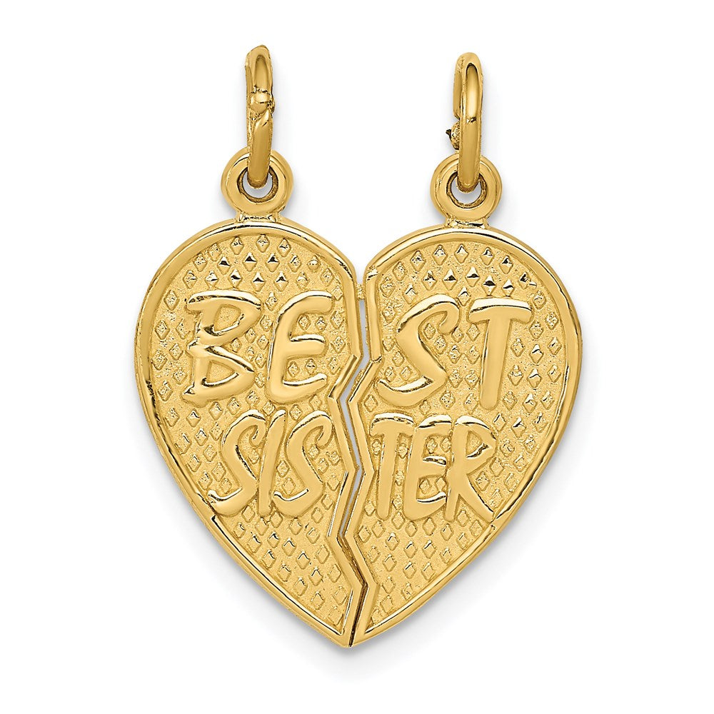 Solid;Polished;14k Yellow gold;Textured back;Heart;Two piece;2-piece break apart
