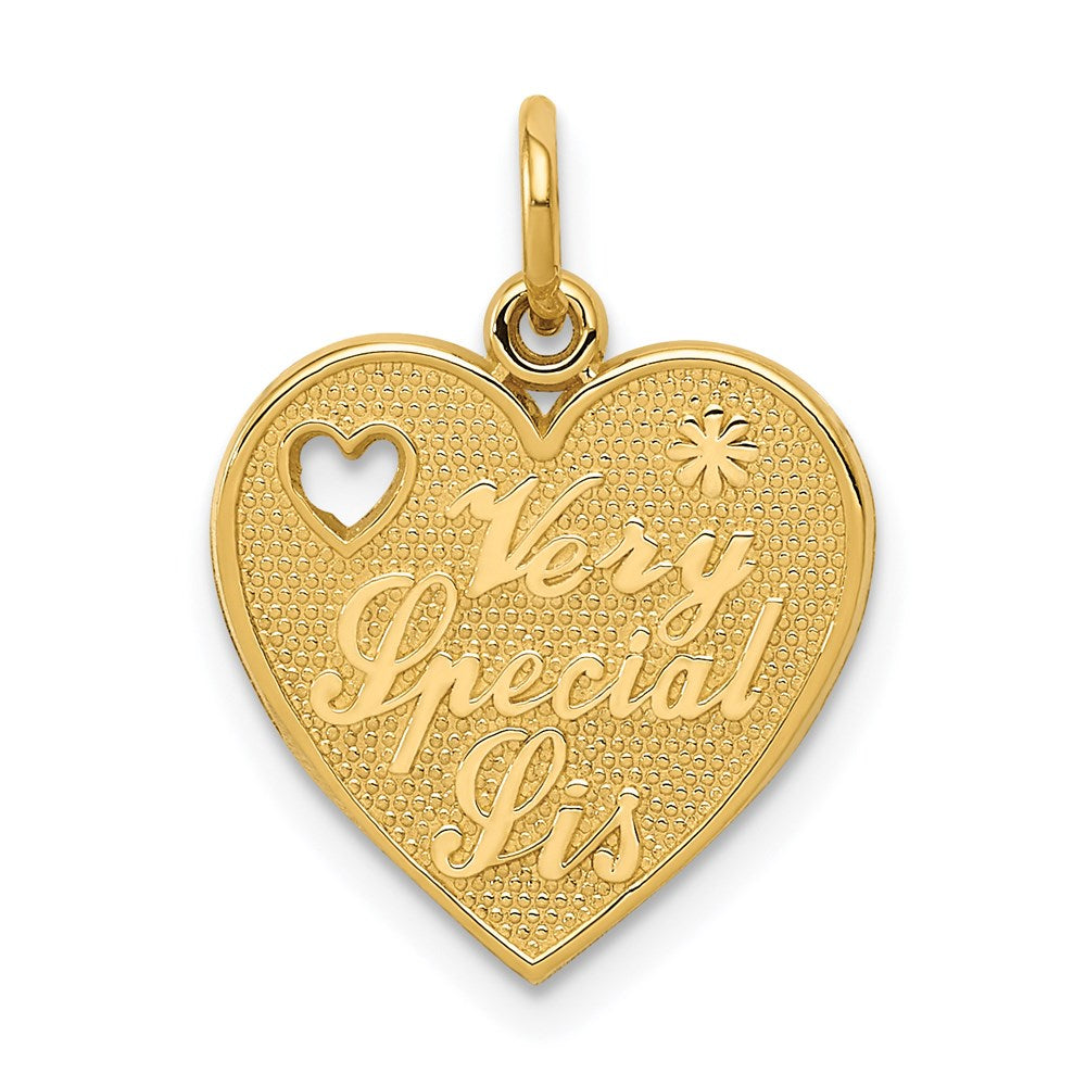 Casted;Polished;Satin;14k Yellow gold;Not engraveable;Textured back;Cut-out;Heart