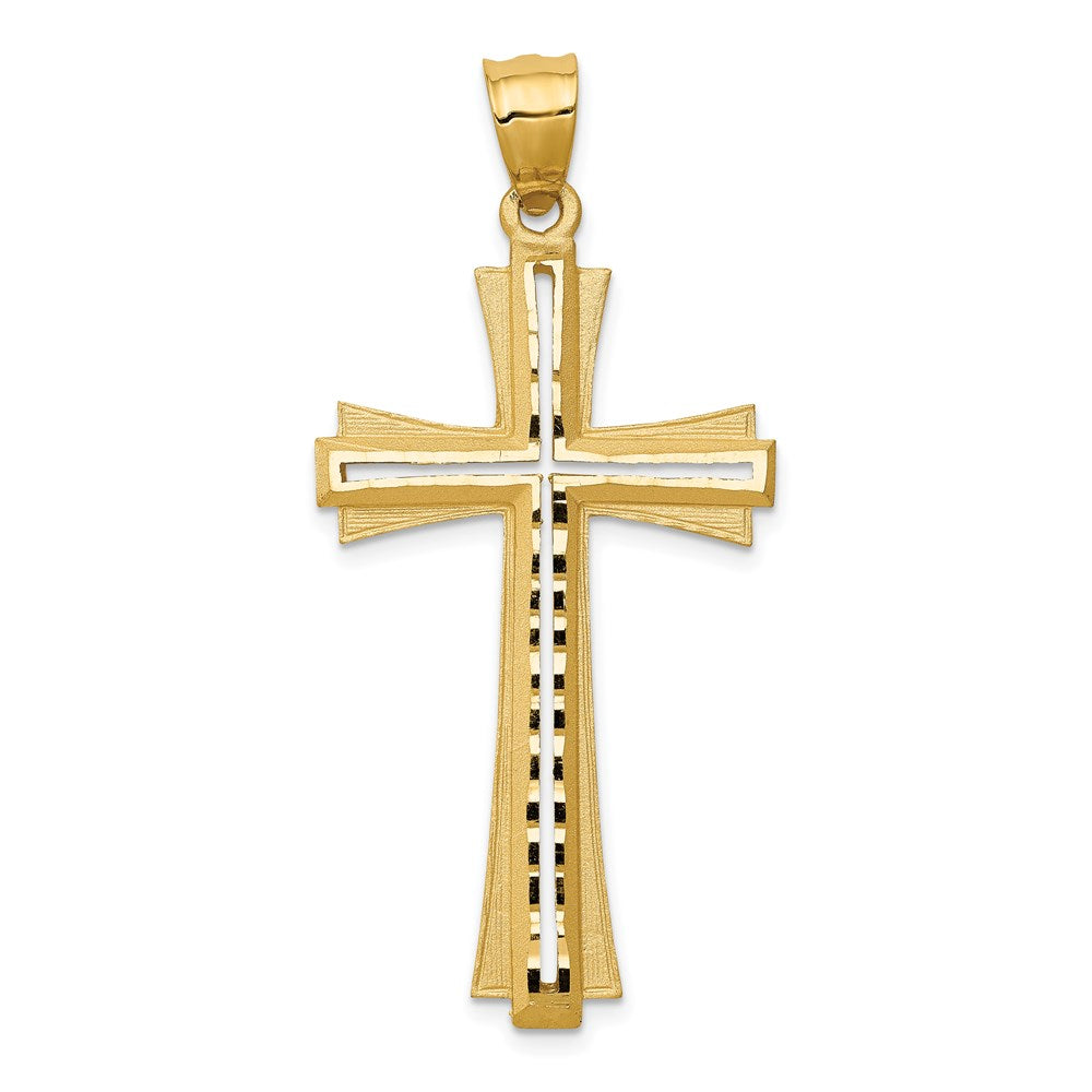 Solid;Casted;Diamond-cut;Satin;14k Yellow gold
