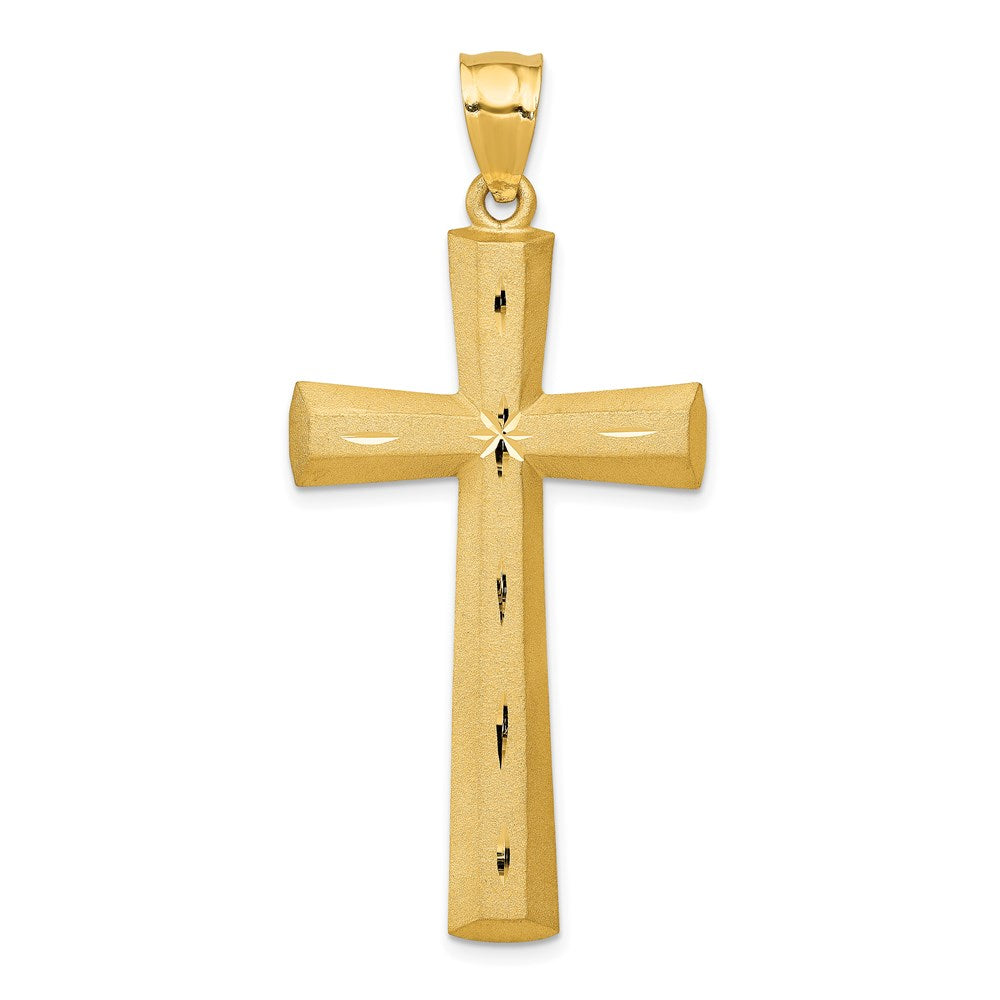 Solid;Casted;Diamond-cut;Satin;14k Yellow gold;Open back