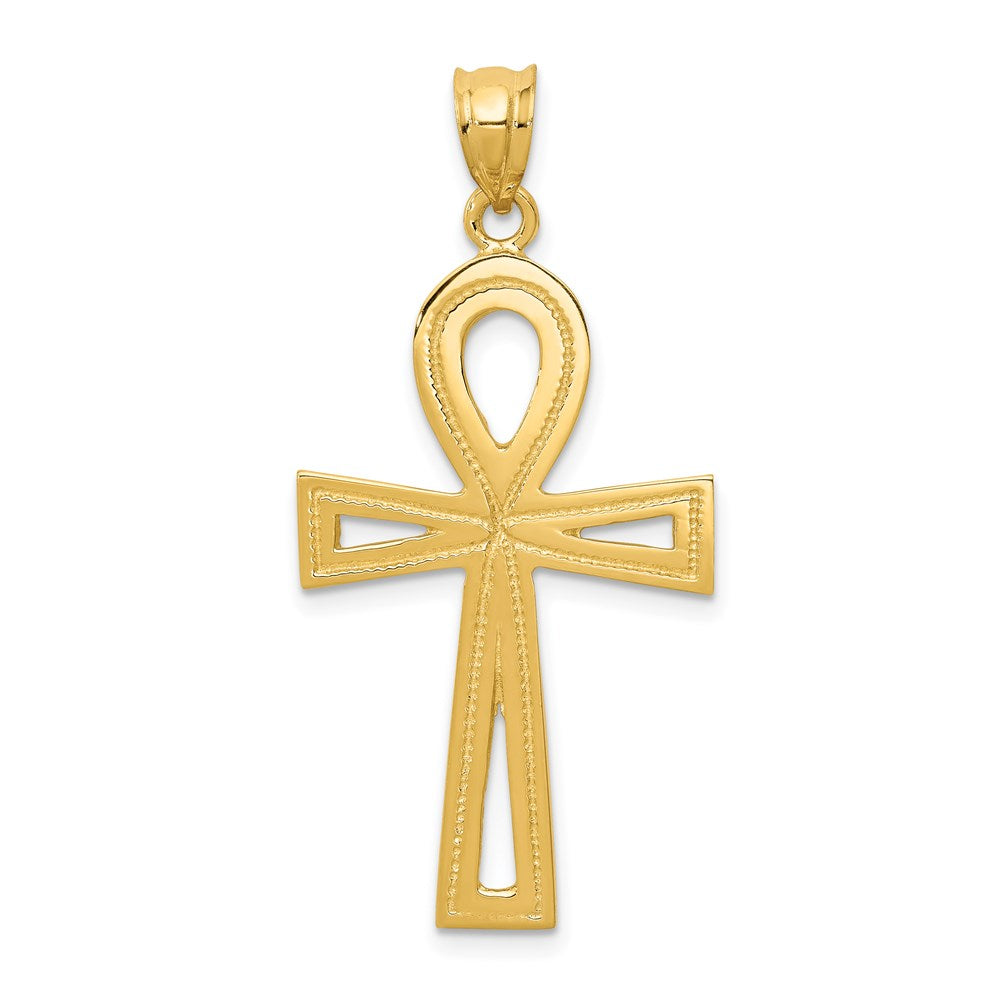 Solid;Casted;Polished;14k Yellow gold;Textured;Textured back