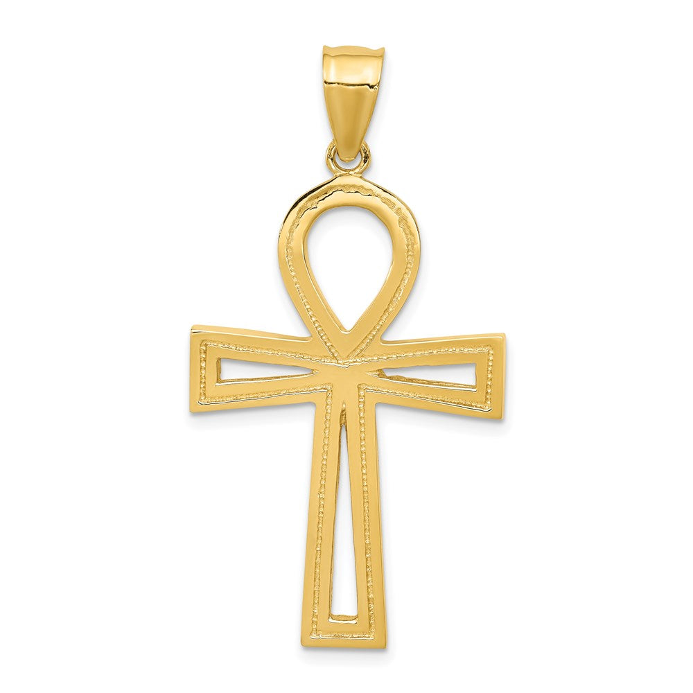 Solid;Casted;Polished;14k Yellow gold;Textured;Textured back