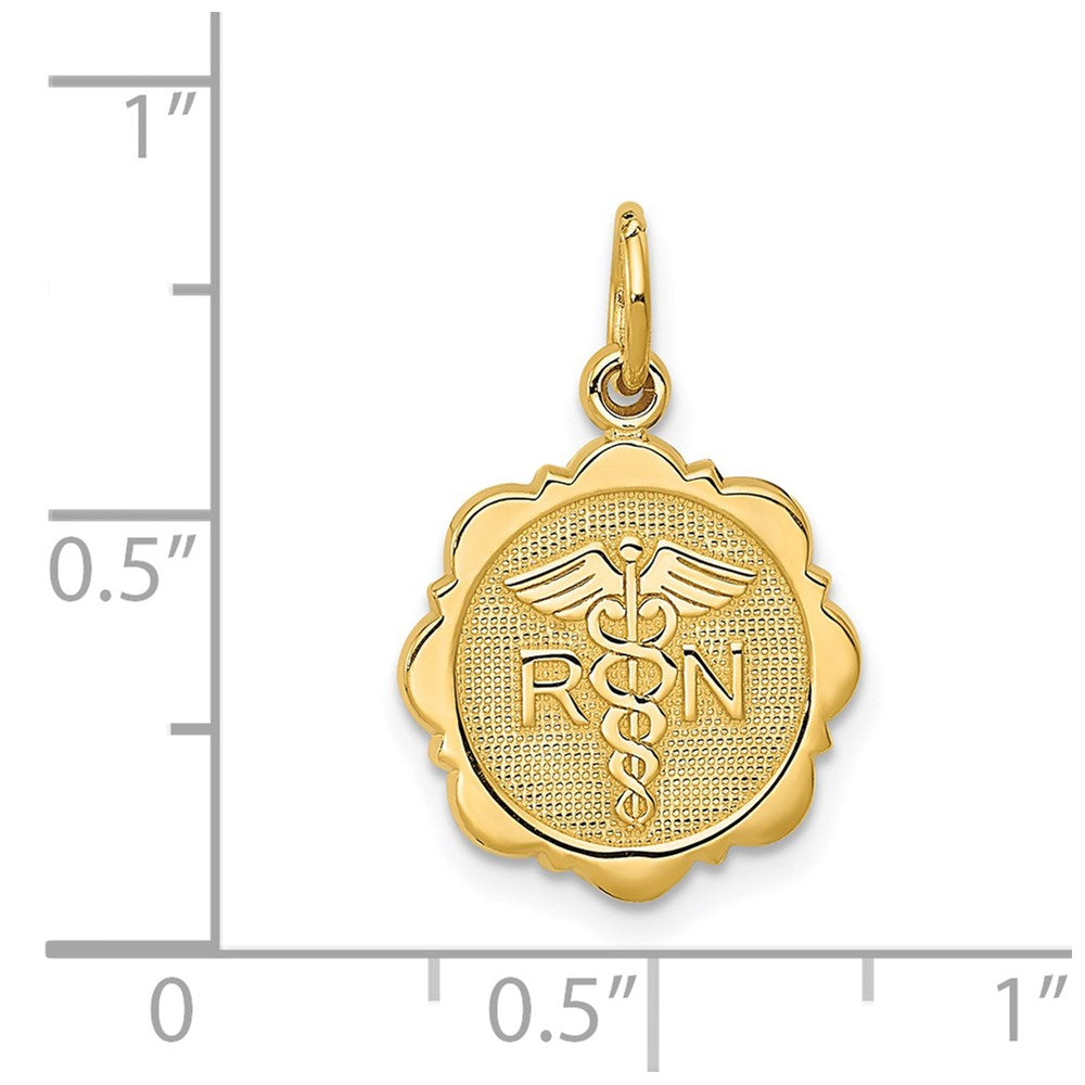 14k RN Registered Nurse Textured Back Disc Charm