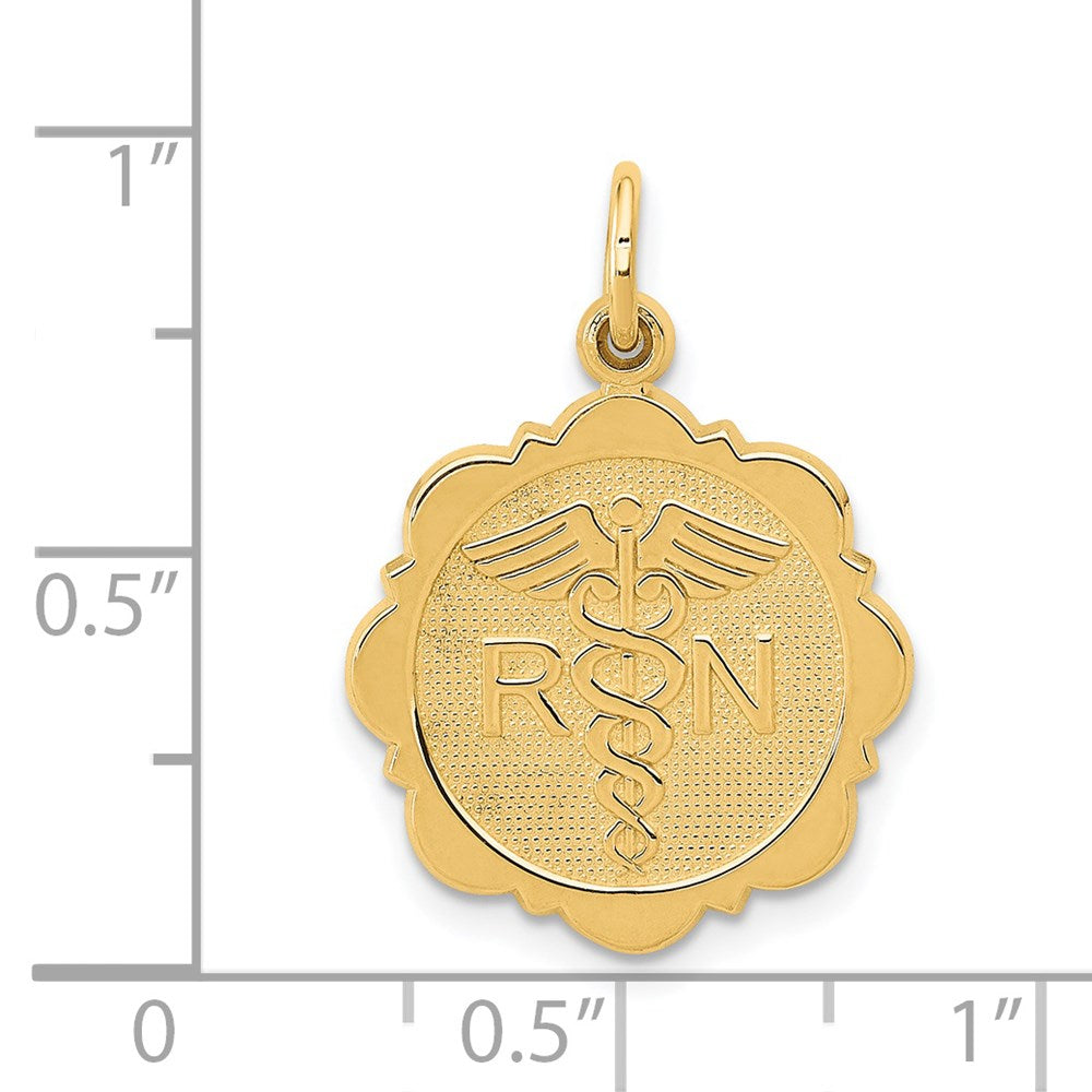 14k RN Registered Nurse Textured Back Disc Charm