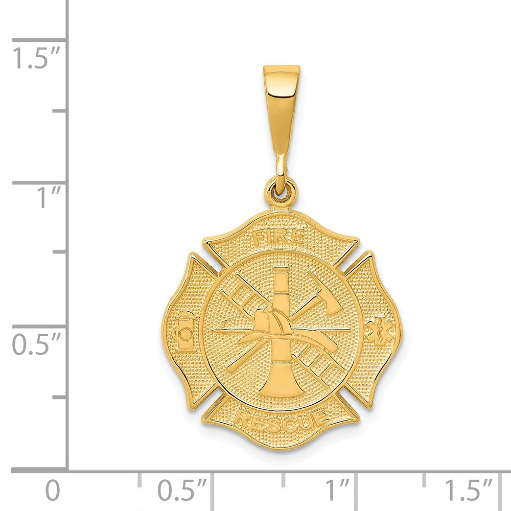 14k FIRE RESCUE Badge Pendant