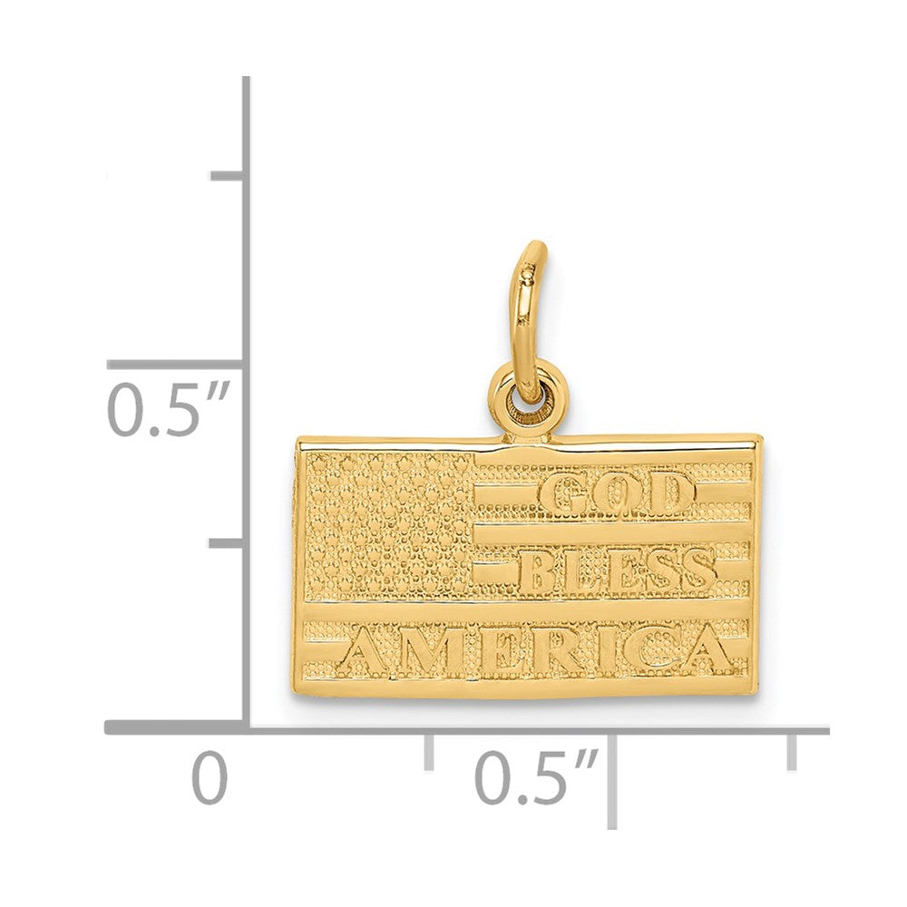 14k GOD BLESS AMERICA Flag Charm