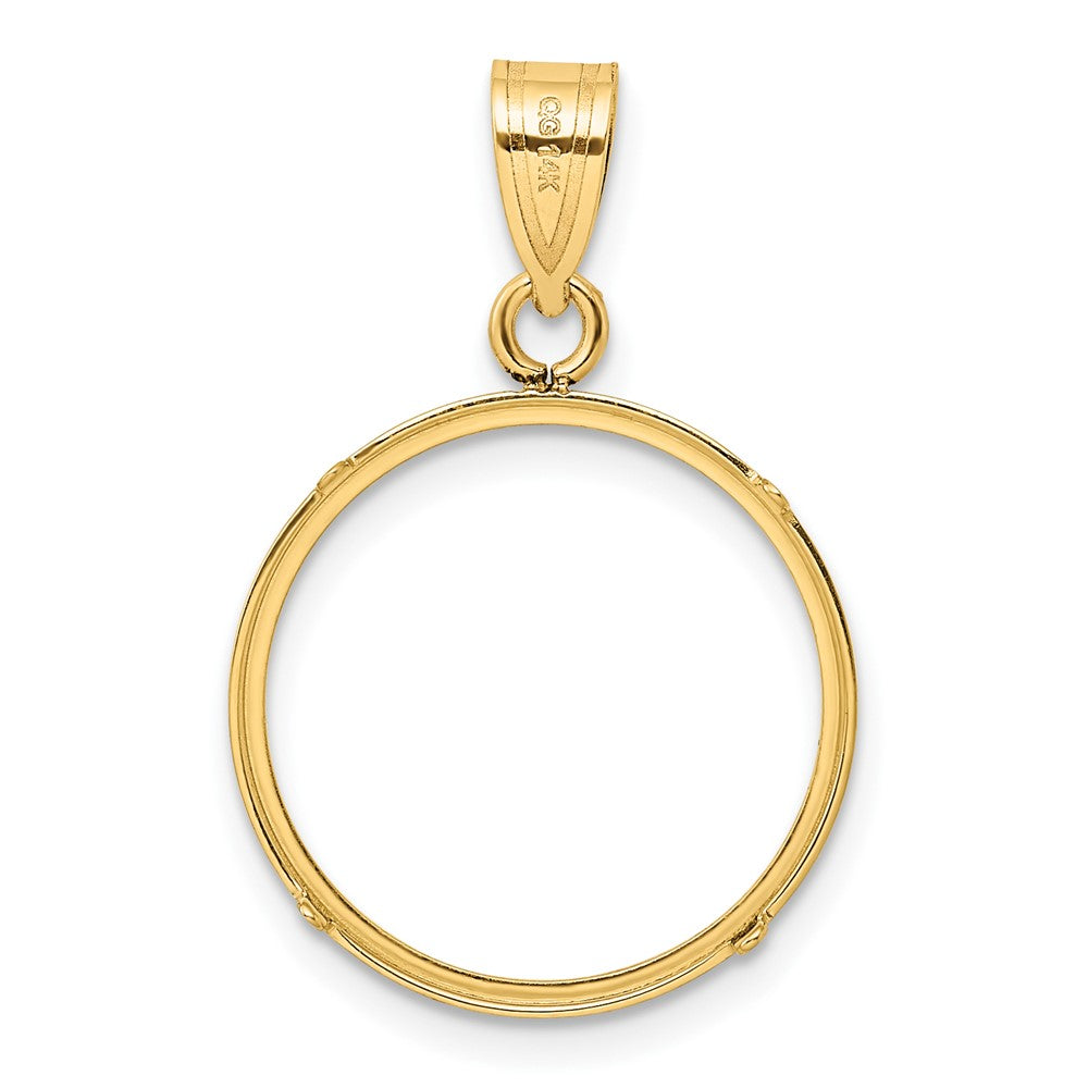 Wideband Distinguished Coin Jewelry 14k Polished and Diamond-cut 18.0mm Prong Coin Bezel Pendant