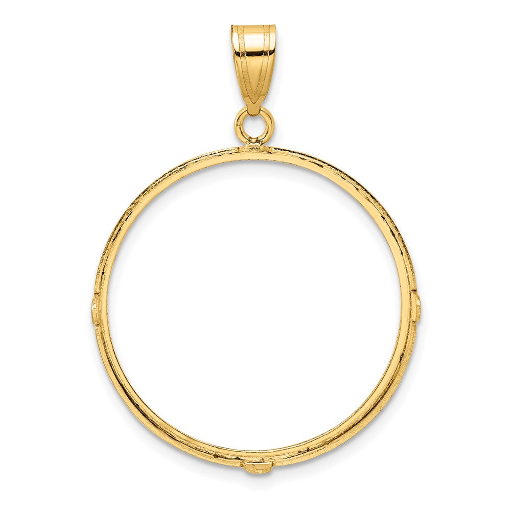 Wideband Distinguished Coin Jewelry 14k Polished and Diamond-cut 27.0mm Prong Coin Bezel Pendant