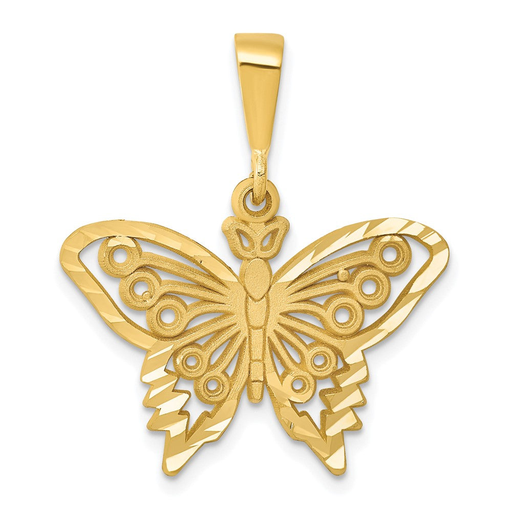 Solid;Casted;Diamond-cut;Polished;Satin;14k Yellow gold