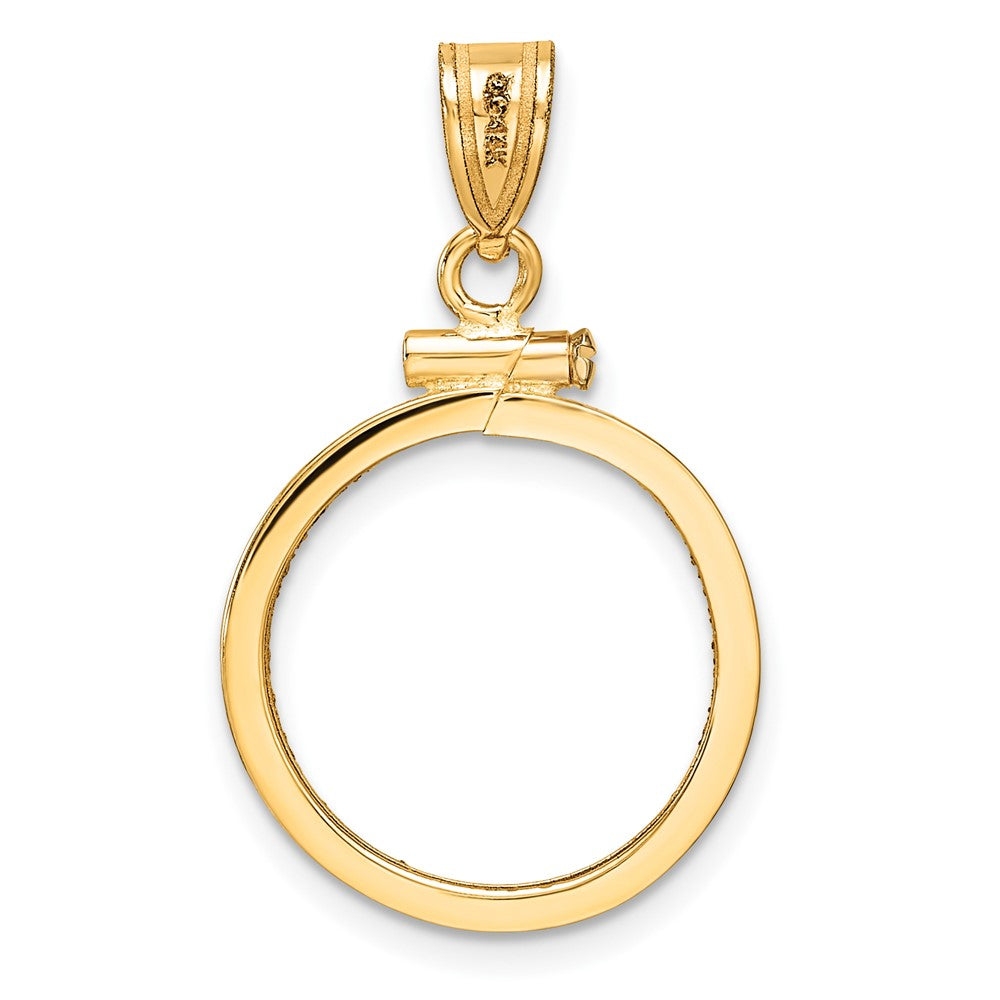 Wideband Distinguished Coin Jewelry 14k Polished and Diamond-cut 16.5mm x 1.35mm Screw Top Coin Bezel Pendant