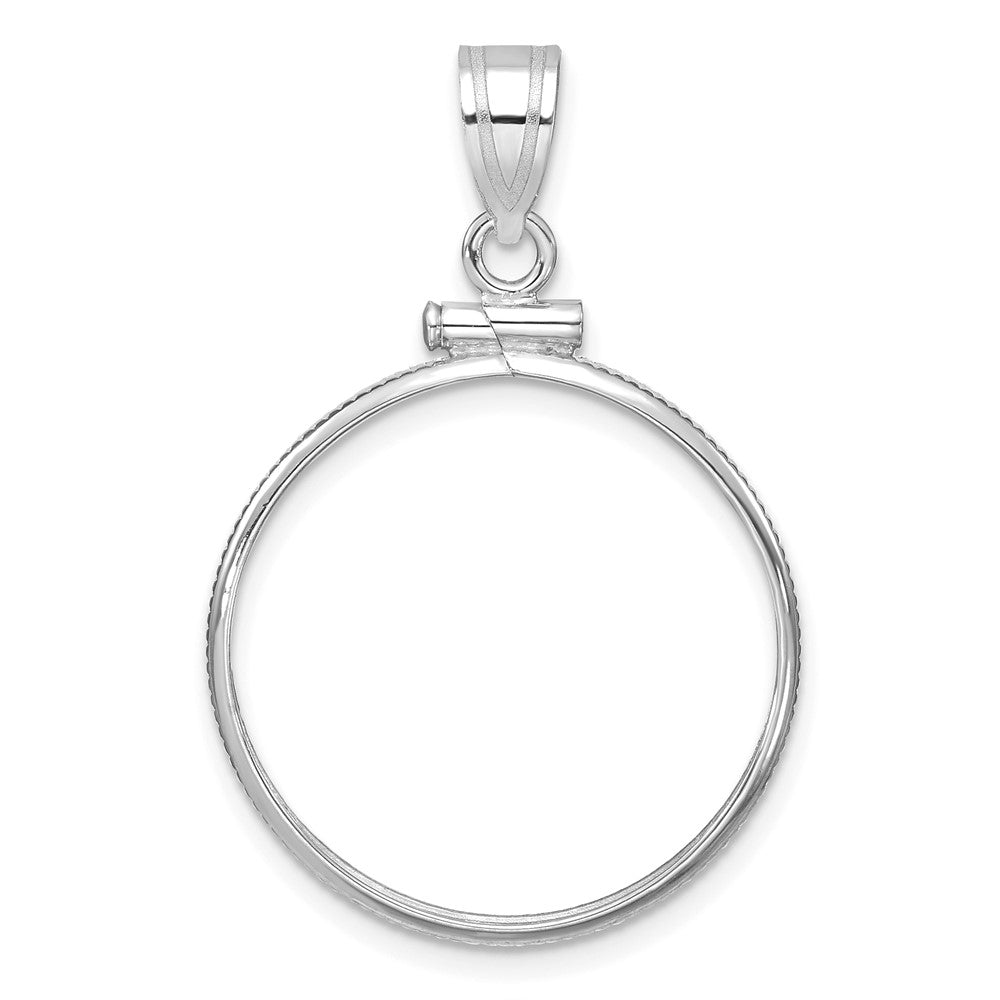 Wideband Distinguished Coin Jewelry 14k White Gold Polished 21.6mm x 1.7mm Screw Top Coin Bezel Pendant