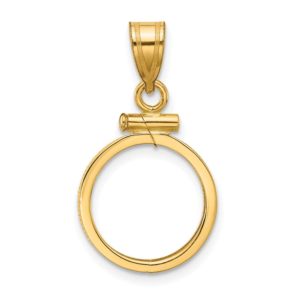 Wideband Distinguished Coin Jewelry 10k Polished 14.0mm x 1.1mm Screw Top Coin Bezel Pendant